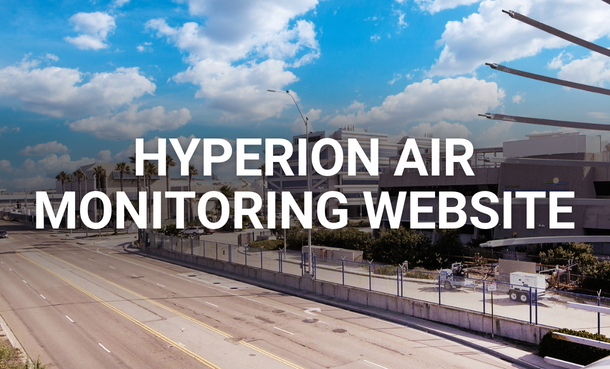 Road outside Hyperion with sky and words Hyperion Air Website